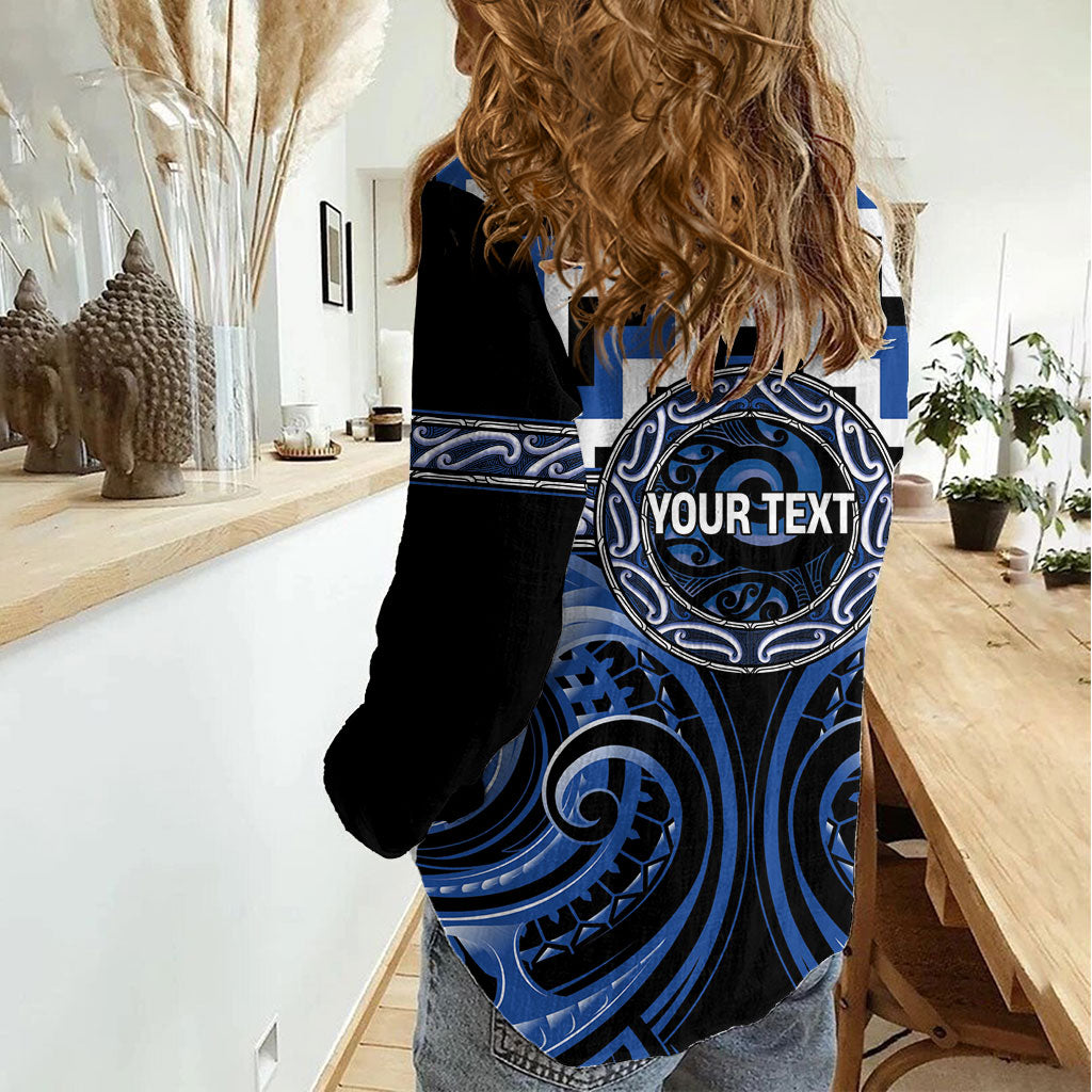 Aotearoa Ngati Ruanui Personalised Women Casual Shirt Maori Iwi Poutama Puhoro Tattoo