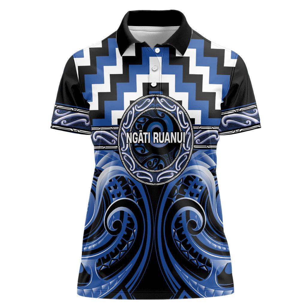 Aotearoa Ngati Ruanui Personalised Women Polo Shirt Maori Iwi Poutama Puhoro Tattoo