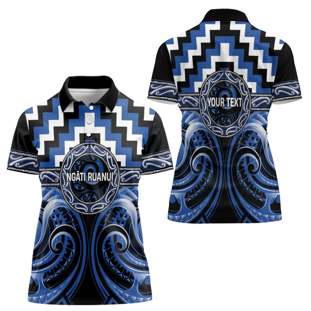 Aotearoa Ngati Ruanui Personalised Women Polo Shirt Maori Iwi Poutama Puhoro Tattoo