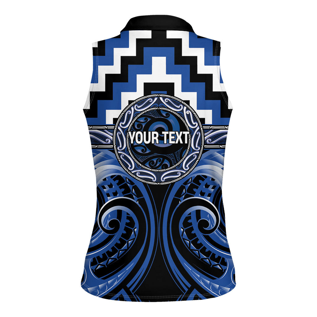 Aotearoa Ngati Ruanui Personalised Women Sleeveless Polo Shirt Maori Iwi Poutama Puhoro Tattoo
