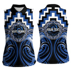 Aotearoa Ngati Ruanui Personalised Women Sleeveless Polo Shirt Maori Iwi Poutama Puhoro Tattoo
