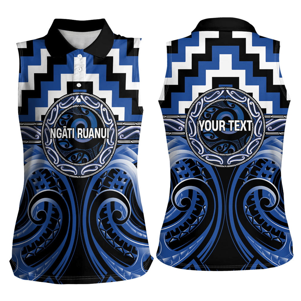Aotearoa Ngati Ruanui Personalised Women Sleeveless Polo Shirt Maori Iwi Poutama Puhoro Tattoo