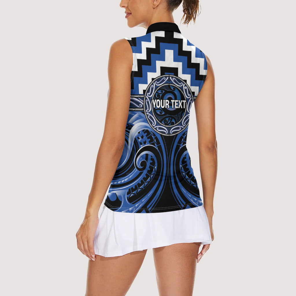 Aotearoa Ngati Ruanui Personalised Women Sleeveless Polo Shirt Maori Iwi Poutama Puhoro Tattoo