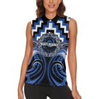 Aotearoa Ngati Ruanui Personalised Women Sleeveless Polo Shirt Maori Iwi Poutama Puhoro Tattoo
