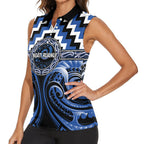 Aotearoa Ngati Ruanui Personalised Women Sleeveless Polo Shirt Maori Iwi Poutama Puhoro Tattoo