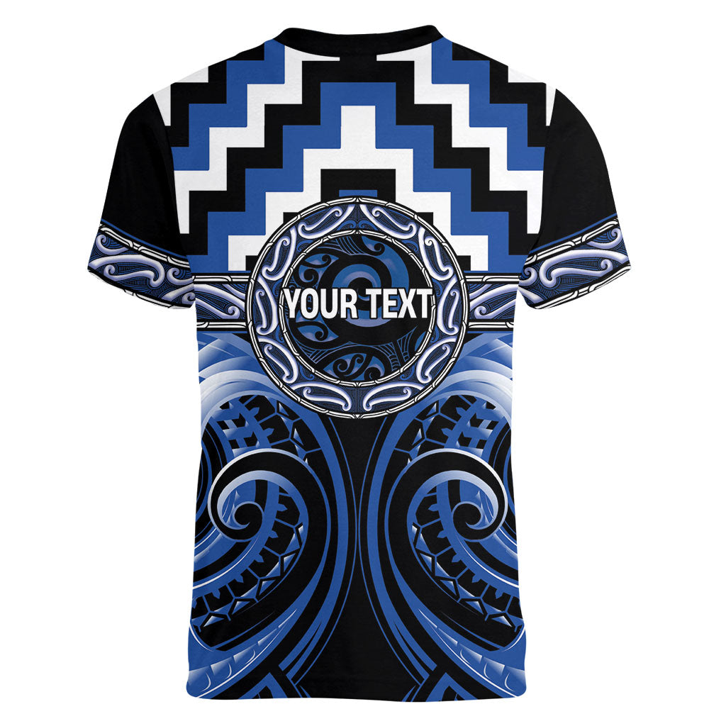 Aotearoa Ngati Ruanui Personalised Women V-Neck T-Shirt Maori Iwi Poutama Puhoro Tattoo