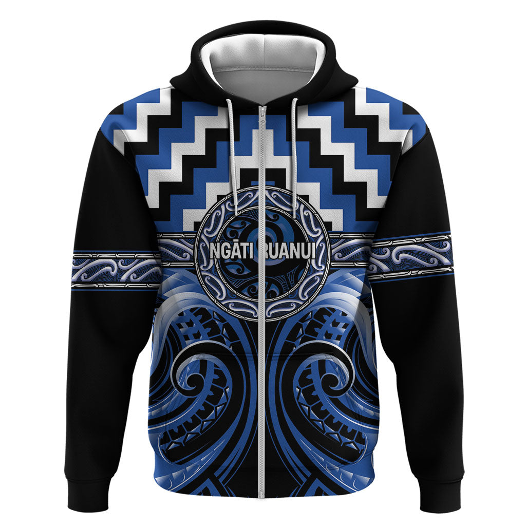 Aotearoa Ngati Ruanui Personalised Zip Hoodie Maori Iwi Poutama Puhoro Tattoo