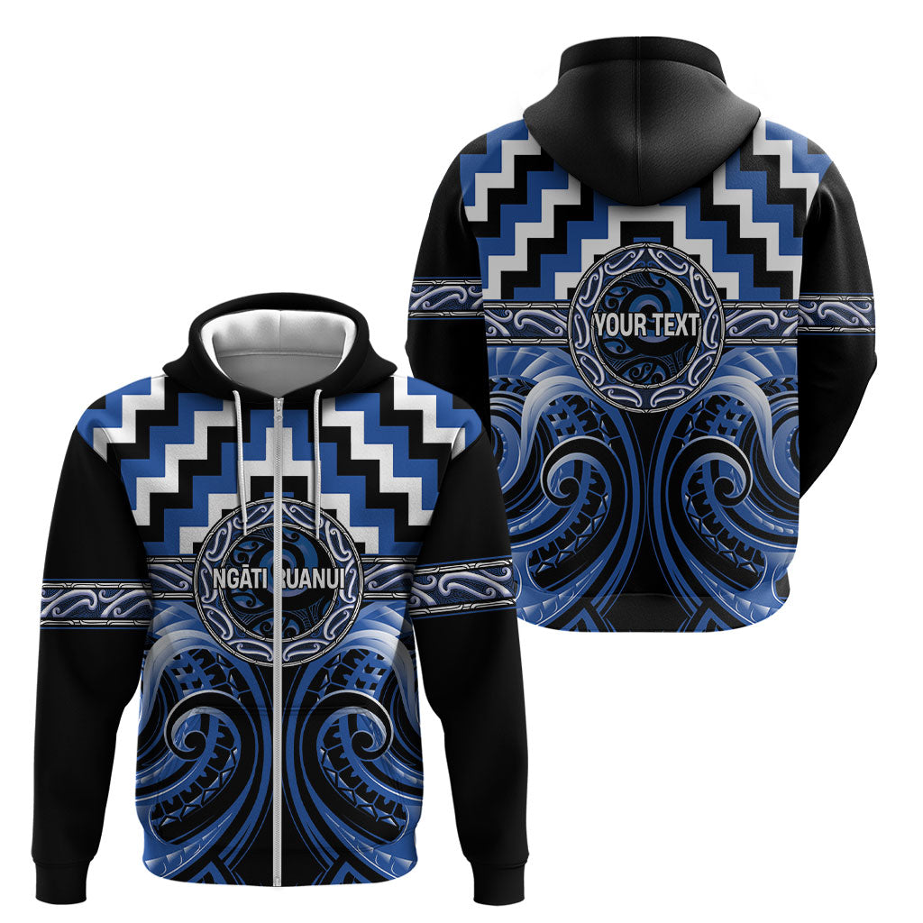 Aotearoa Ngati Ruanui Personalised Zip Hoodie Maori Iwi Poutama Puhoro Tattoo