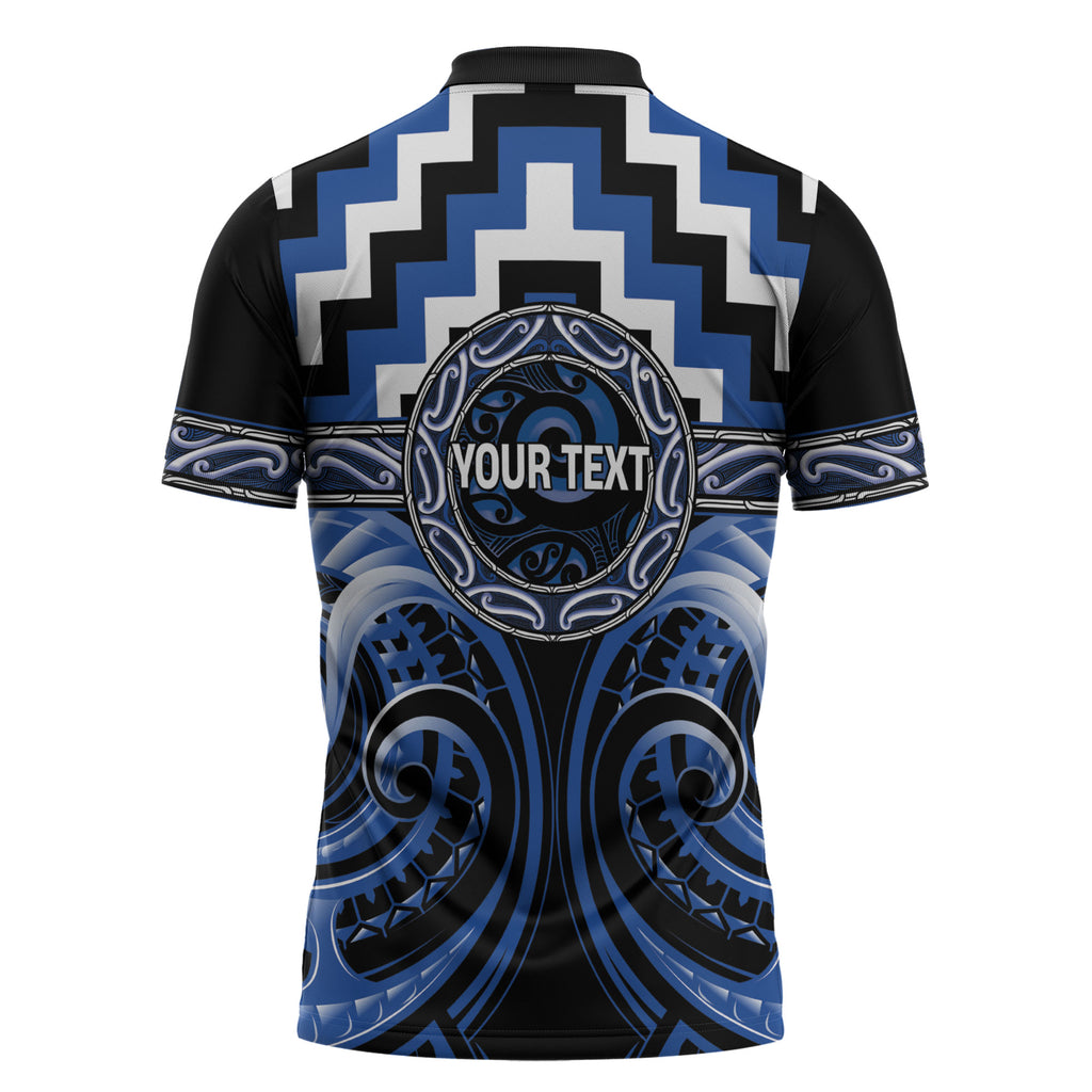 Aotearoa Ngati Ruanui Personalised Zipper Polo Shirt Maori Iwi Poutama Puhoro Tattoo