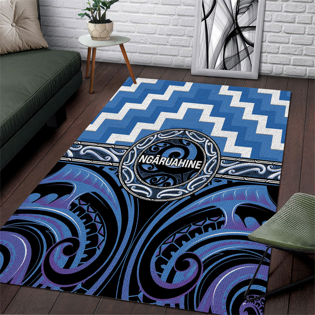 Aotearoa Ngaruahine Area Rug Maori Iwi Poutama Puhoro Tattoo