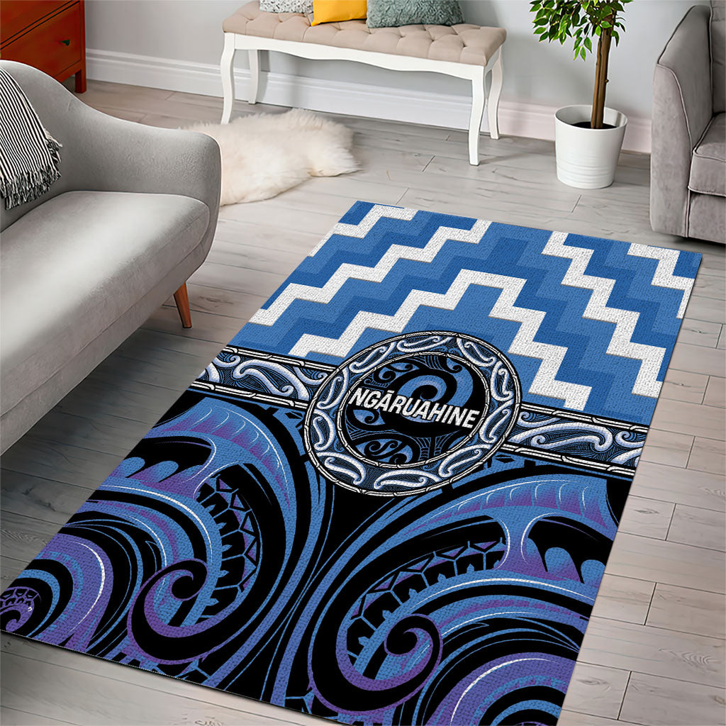 Aotearoa Ngaruahine Area Rug Maori Iwi Poutama Puhoro Tattoo