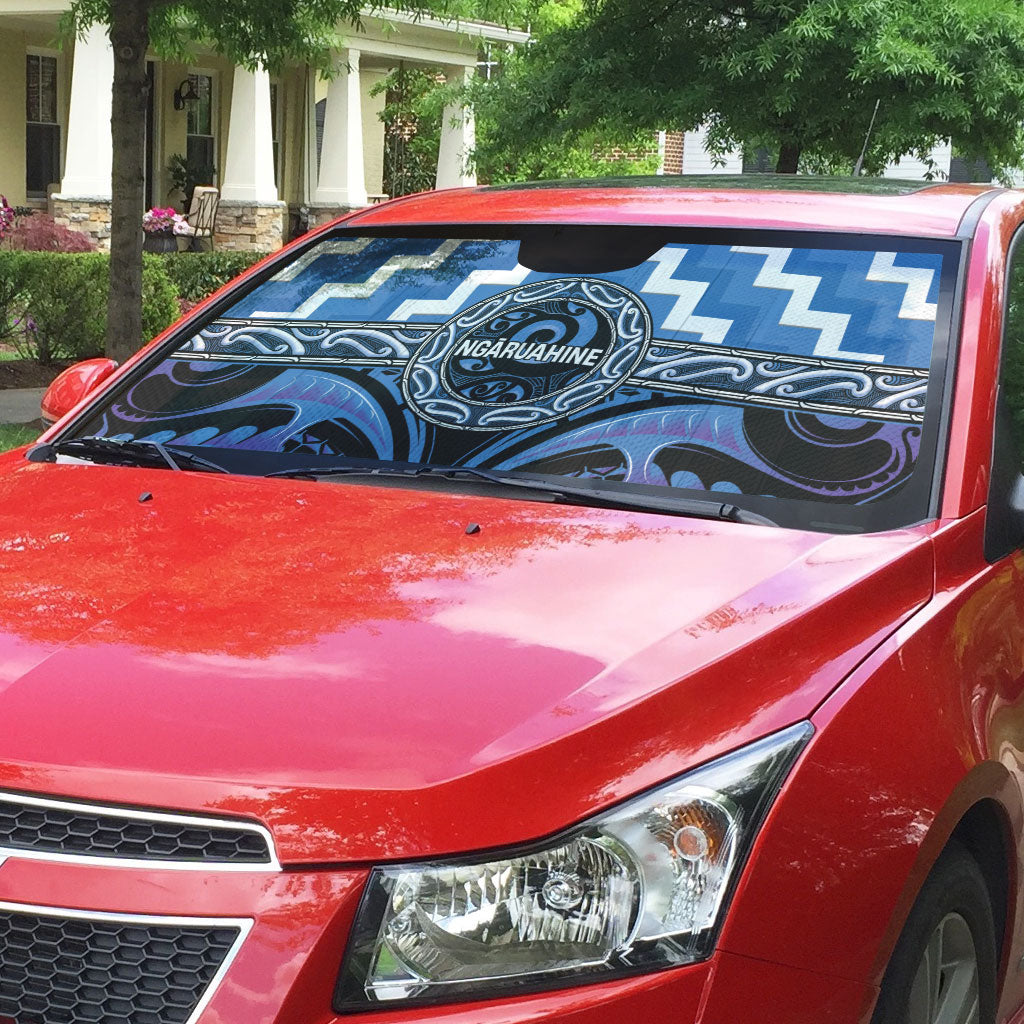 Aotearoa Ngaruahine Auto Sun Shade Maori Iwi Poutama Puhoro Tattoo