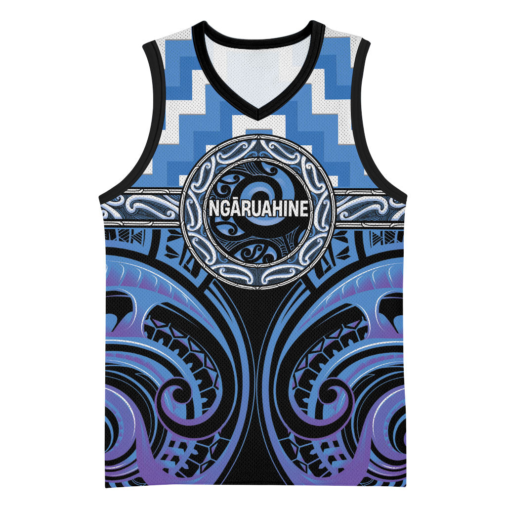 Aotearoa Ngaruahine Personalised Basketball Jersey Maori Iwi Poutama Puhoro Tattoo