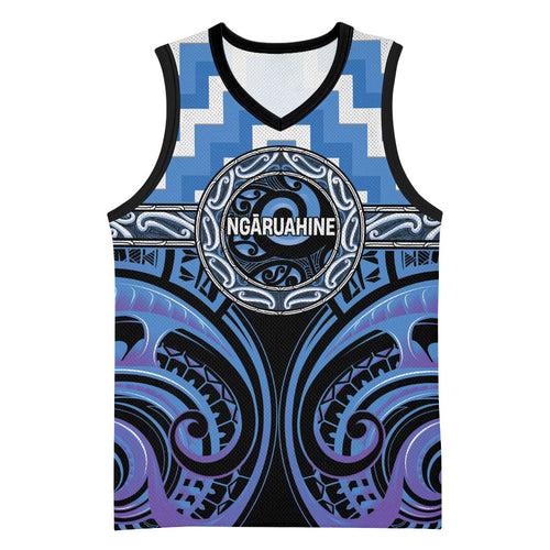Aotearoa Ngaruahine Personalised Basketball Jersey Maori Iwi Poutama Puhoro Tattoo