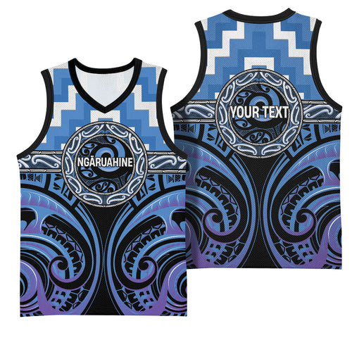 Aotearoa Ngaruahine Personalised Basketball Jersey Maori Iwi Poutama Puhoro Tattoo