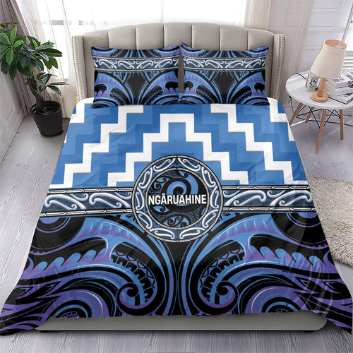 Aotearoa Ngaruahine Bedding Set Maori Iwi Poutama Puhoro Tattoo