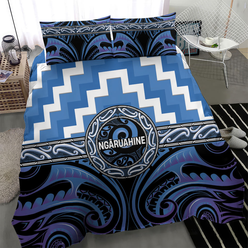 Aotearoa Ngaruahine Bedding Set Maori Iwi Poutama Puhoro Tattoo