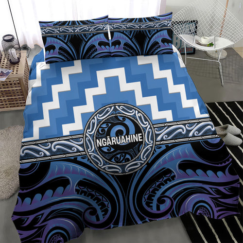 Aotearoa Ngaruahine Bedding Set Maori Iwi Poutama Puhoro Tattoo