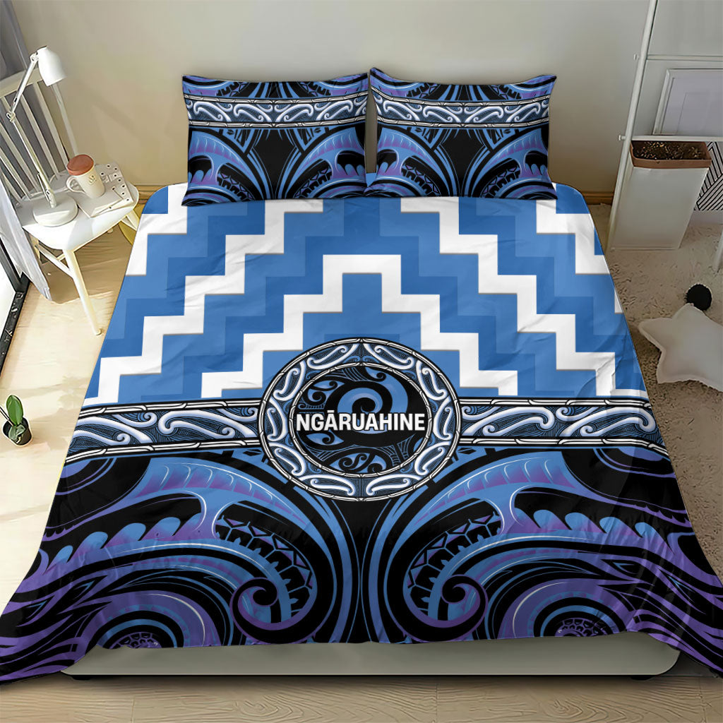 Aotearoa Ngaruahine Bedding Set Maori Iwi Poutama Puhoro Tattoo