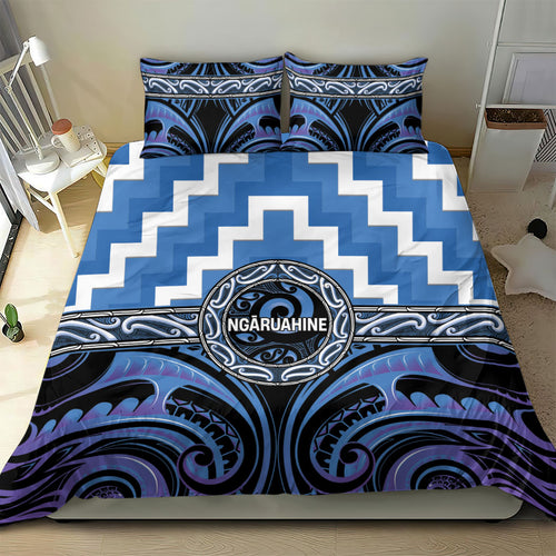 Aotearoa Ngaruahine Bedding Set Maori Iwi Poutama Puhoro Tattoo