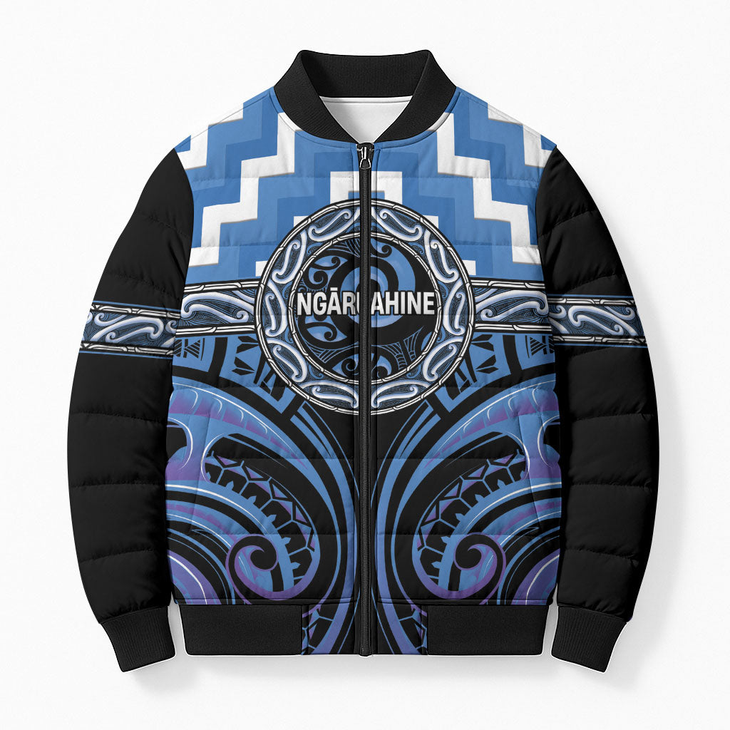 Aotearoa Ngaruahine Personalised Bomber Puffer Jacket Maori Iwi Poutama Puhoro Tattoo