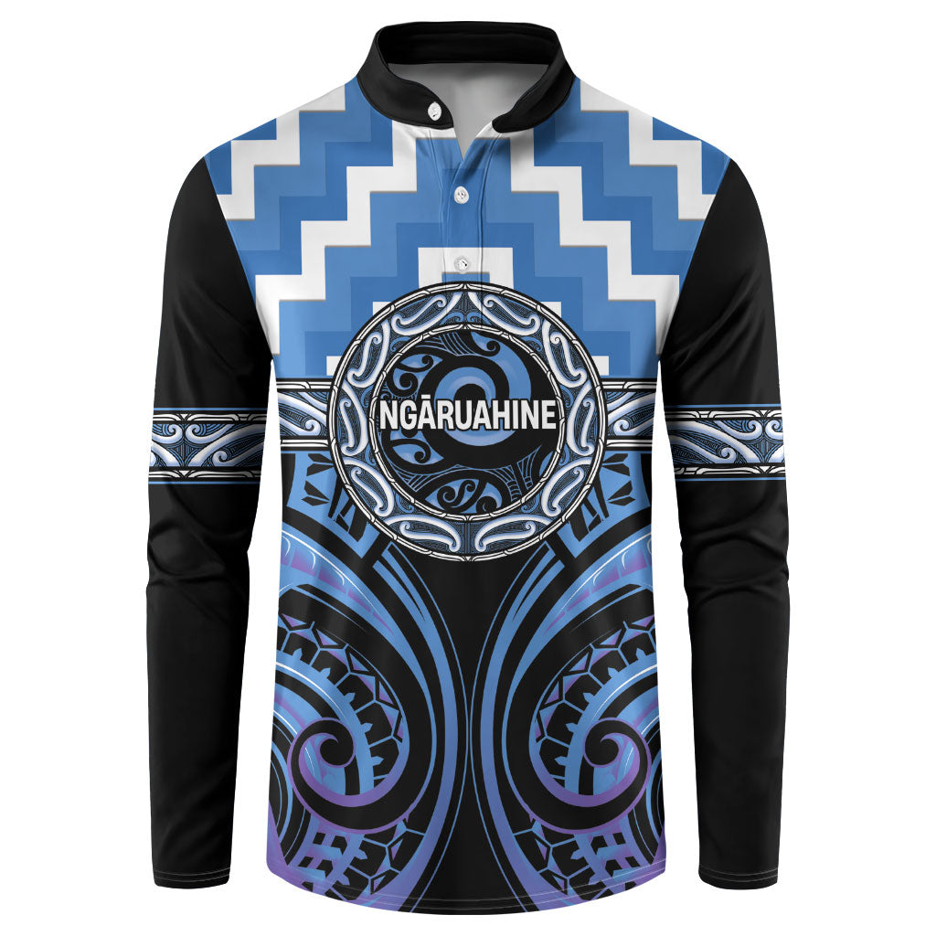 Aotearoa Ngaruahine Personalised Button Sweatshirt Maori Iwi Poutama Puhoro Tattoo