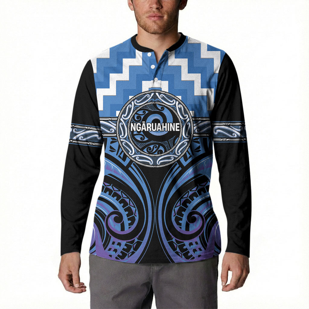 Aotearoa Ngaruahine Personalised Button Sweatshirt Maori Iwi Poutama Puhoro Tattoo