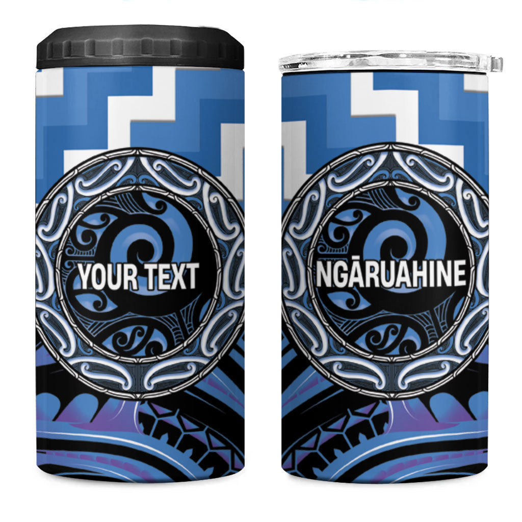 Aotearoa Ngaruahine Personalised 4 in 1 Can Cooler Tumbler Maori Iwi Poutama Puhoro Tattoo