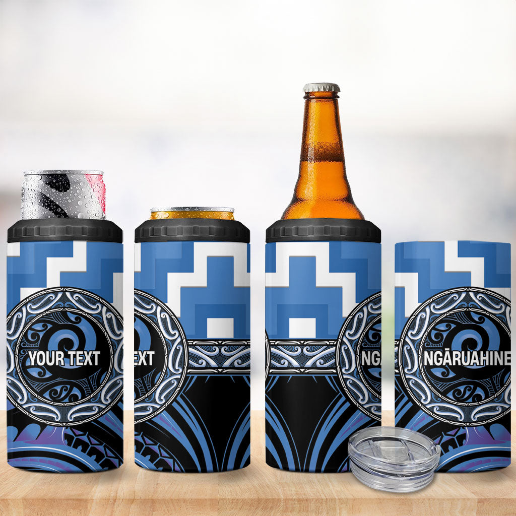 Aotearoa Ngaruahine Personalised 4 in 1 Can Cooler Tumbler Maori Iwi Poutama Puhoro Tattoo