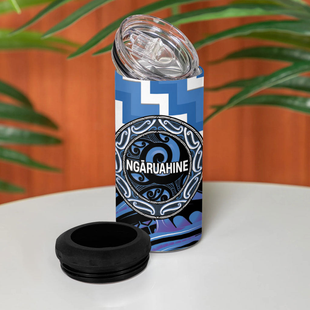 Aotearoa Ngaruahine Personalised 4 in 1 Can Cooler Tumbler Maori Iwi Poutama Puhoro Tattoo