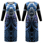 Aotearoa Ngaruahine Personalised Couples Matching Long Sleeve Bodycon Dress and Hawaiian Shirt Maori Iwi Poutama Puhoro Tattoo