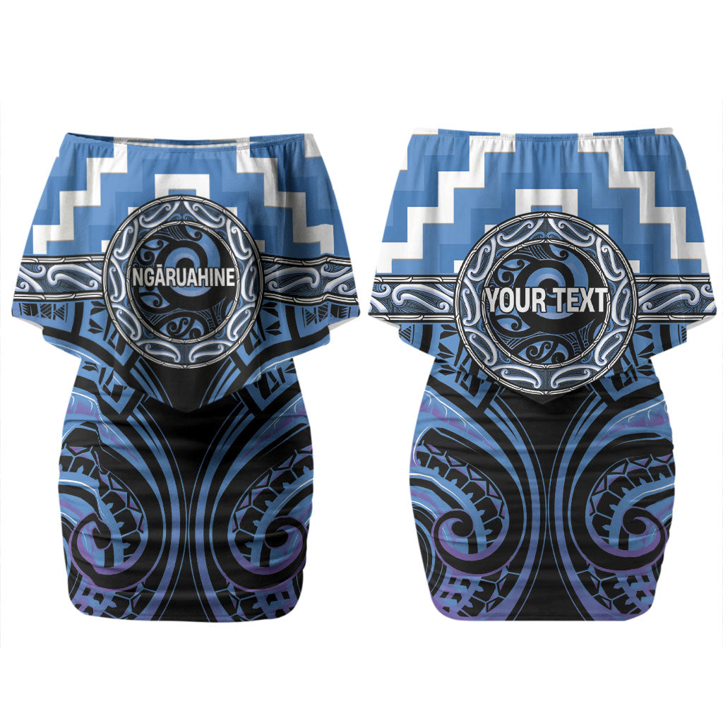 Aotearoa Ngaruahine Personalised Couples Matching Off Shoulder Short Dress and Hawaiian Shirt Maori Iwi Poutama Puhoro Tattoo