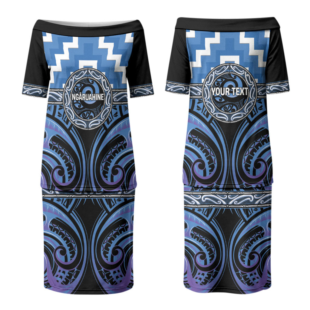 Aotearoa Ngaruahine Personalised Couples Matching Puletasi and Hawaiian Shirt Maori Iwi Poutama Puhoro Tattoo