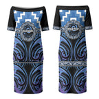 Aotearoa Ngaruahine Personalised Couples Matching Puletasi and Long Sleeve Button Shirt Maori Iwi Poutama Puhoro Tattoo