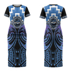 Aotearoa Ngaruahine Personalised Couples Matching Short Sleeve Bodycon Dress and Hawaiian Shirt Maori Iwi Poutama Puhoro Tattoo