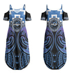 Aotearoa Ngaruahine Personalised Couples Matching Summer Maxi Dress and Hawaiian Shirt Maori Iwi Poutama Puhoro Tattoo