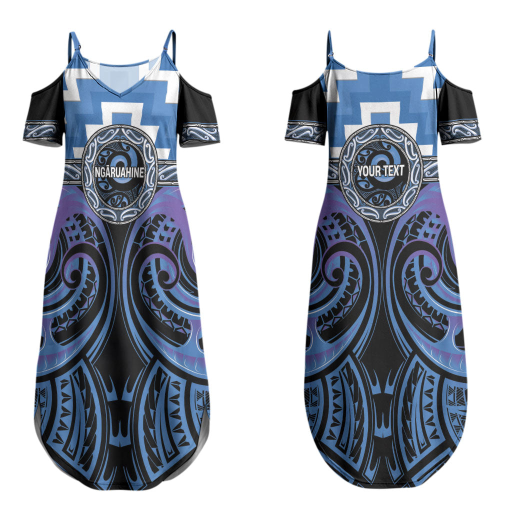 Aotearoa Ngaruahine Personalised Couples Matching Summer Maxi Dress and Hawaiian Shirt Maori Iwi Poutama Puhoro Tattoo
