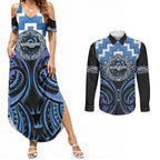 Aotearoa Ngaruahine Personalised Couples Matching Summer Maxi Dress and Long Sleeve Button Shirt Maori Iwi Poutama Puhoro Tattoo