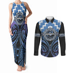 Aotearoa Ngaruahine Personalised Couples Matching Tank Maxi Dress and Long Sleeve Button Shirt Maori Iwi Poutama Puhoro Tattoo