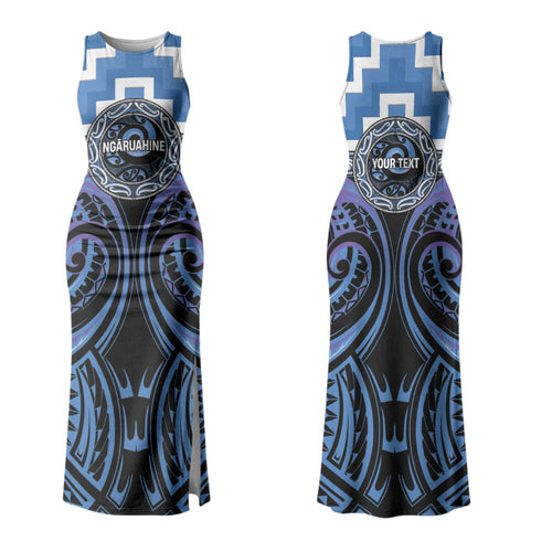 Aotearoa Ngaruahine Personalised Couples Matching Tank Maxi Dress and Long Sleeve Button Shirt Maori Iwi Poutama Puhoro Tattoo