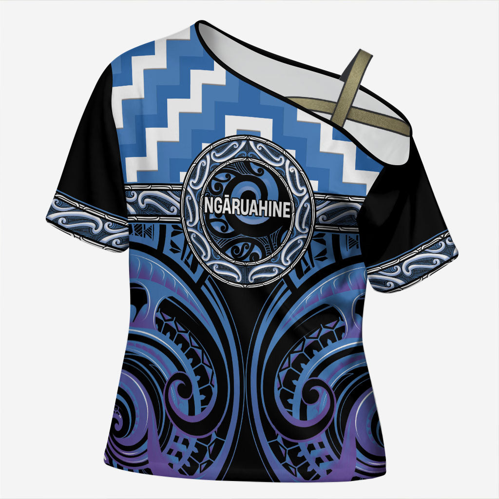 Aotearoa Ngaruahine Personalised Cross Shoulder Shirt Maori Iwi Poutama Puhoro Tattoo