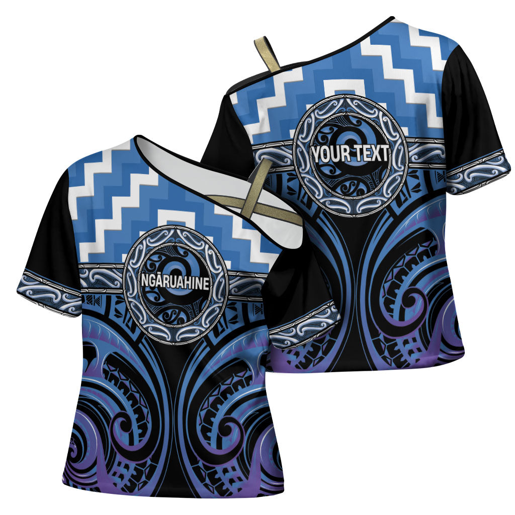 Aotearoa Ngaruahine Personalised Cross Shoulder Shirt Maori Iwi Poutama Puhoro Tattoo