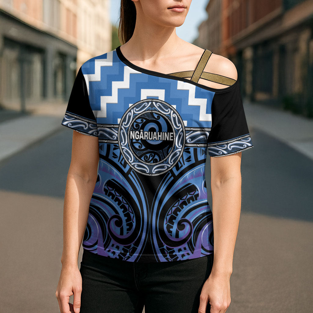 Aotearoa Ngaruahine Personalised Cross Shoulder Shirt Maori Iwi Poutama Puhoro Tattoo