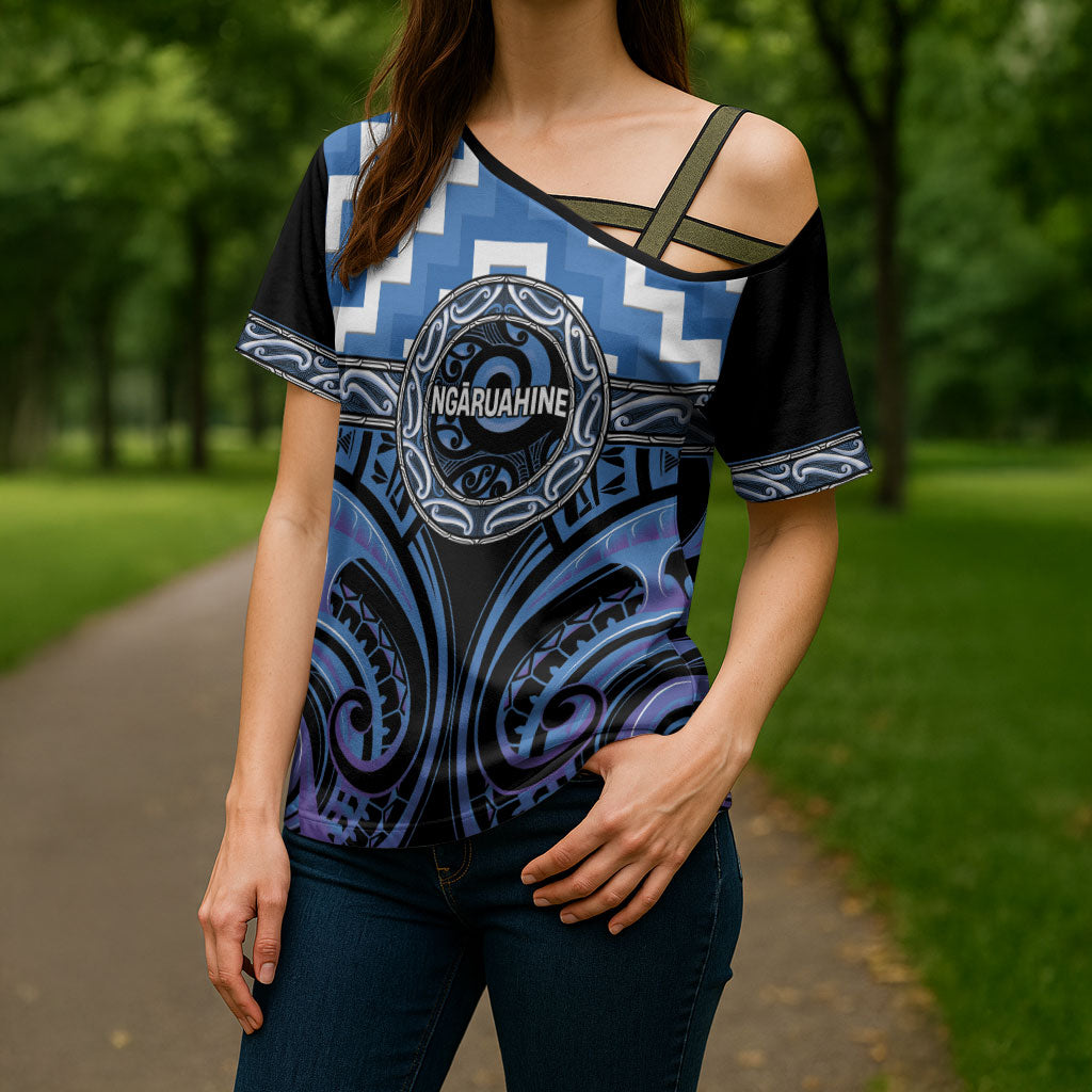 Aotearoa Ngaruahine Personalised Cross Shoulder Shirt Maori Iwi Poutama Puhoro Tattoo