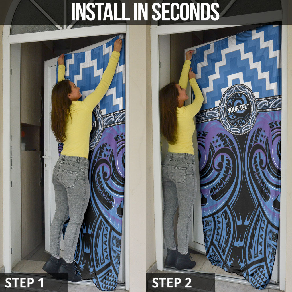 Aotearoa Ngaruahine Personalised Door Cover Maori Iwi Poutama Puhoro Tattoo