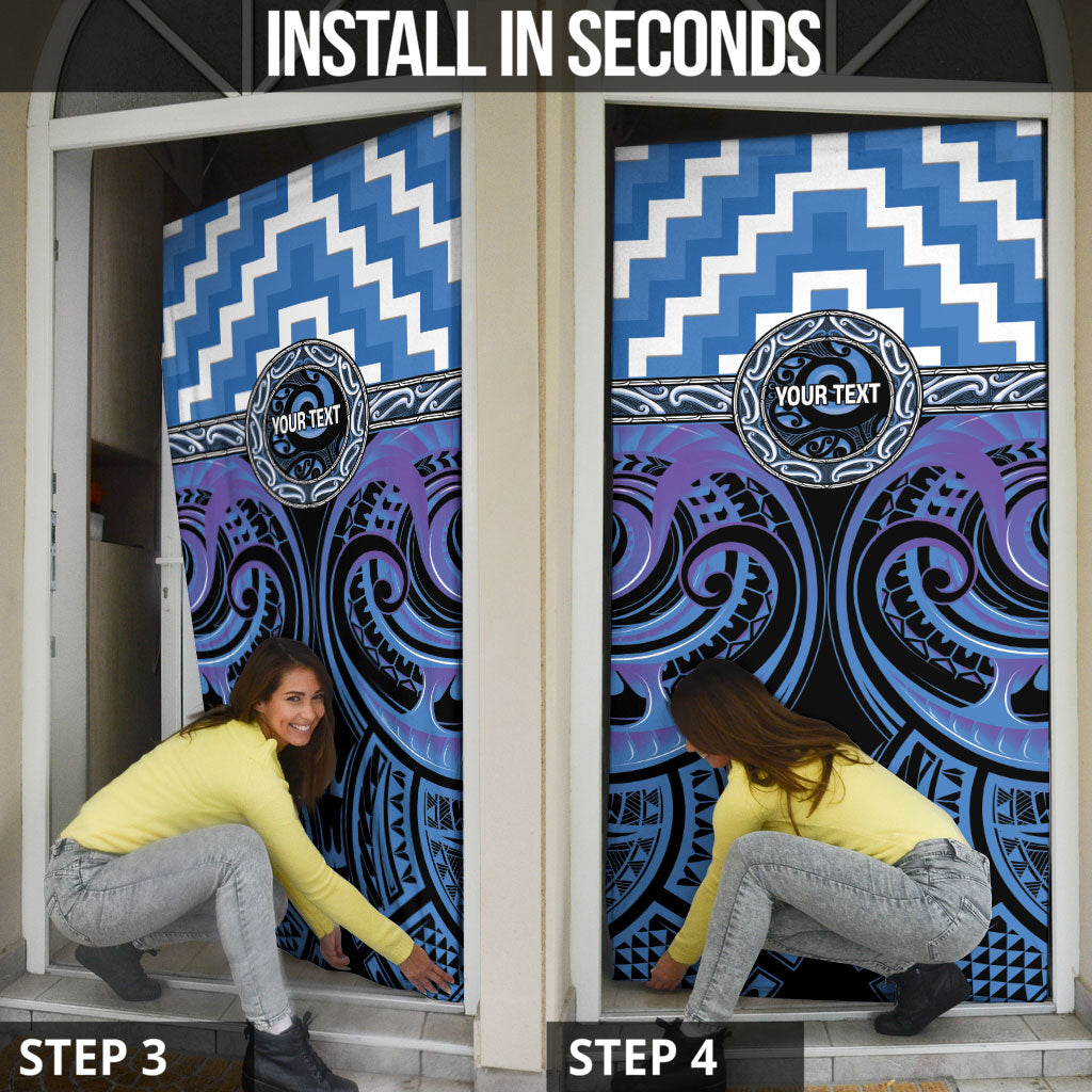 Aotearoa Ngaruahine Personalised Door Cover Maori Iwi Poutama Puhoro Tattoo