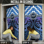 Aotearoa Ngaruahine Personalised Door Cover Maori Iwi Poutama Puhoro Tattoo