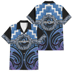 Aotearoa Ngaruahine Personalised Family Matching Off The Shoulder Long Sleeve Dress and Hawaiian Shirt Maori Iwi Poutama Puhoro Tattoo