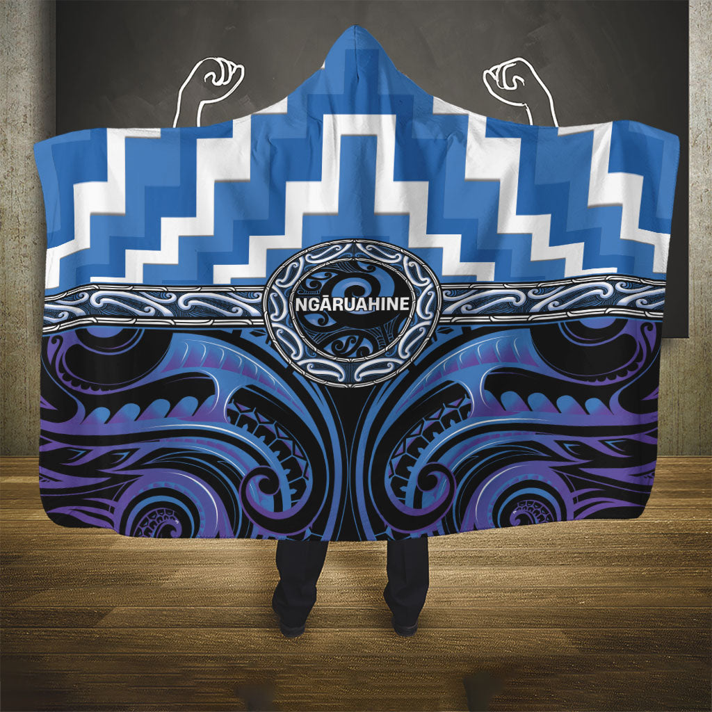 Aotearoa Ngaruahine Hooded Blanket Maori Iwi Poutama Puhoro Tattoo