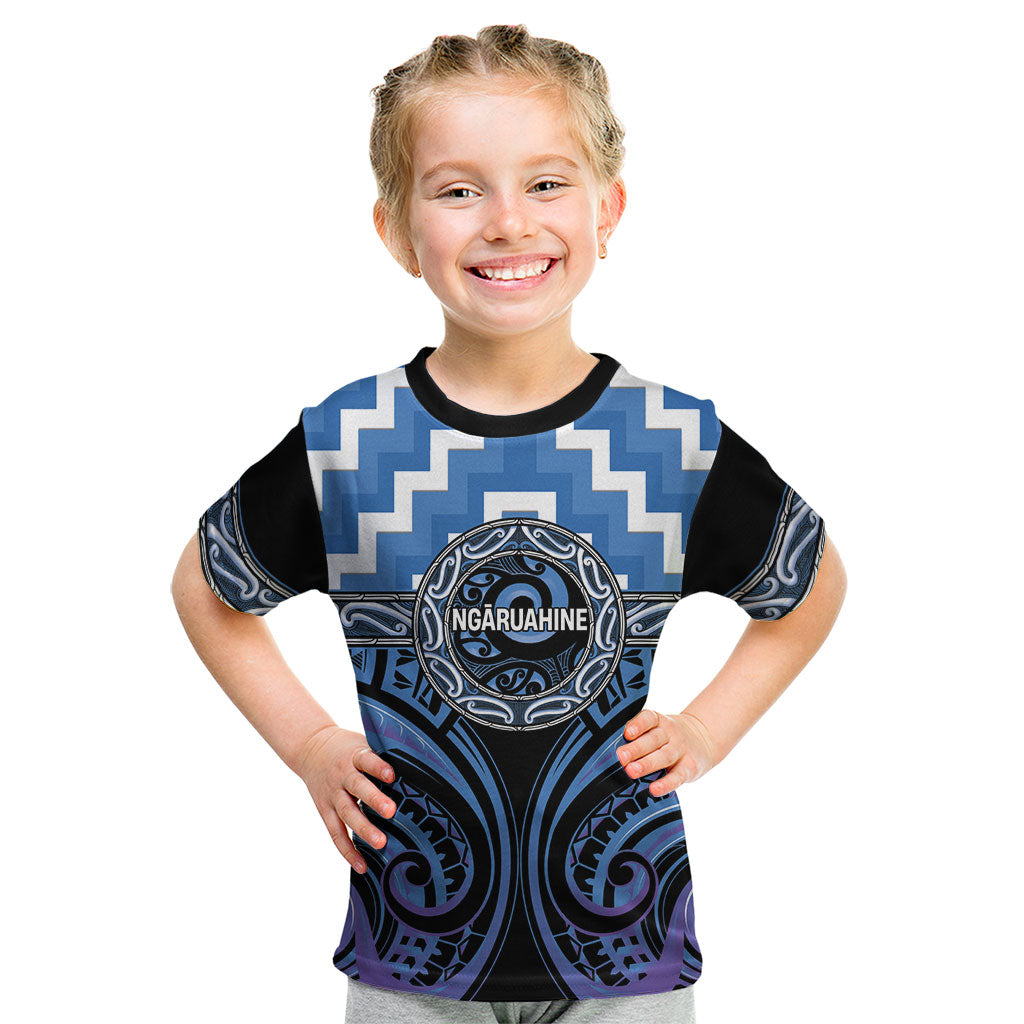 Aotearoa Ngaruahine Personalised Kid T Shirt Maori Iwi Poutama Puhoro Tattoo